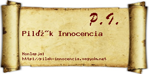 Pilák Innocencia névjegykártya